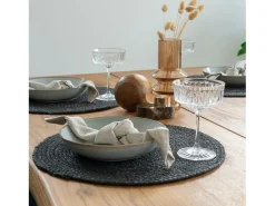 4 manteles individuales de yute trenzada gris oscuro Ø38 cm