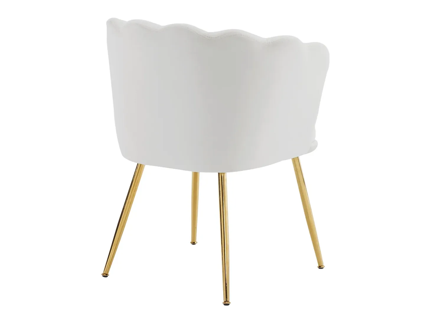 1 Silla de terciopelo - con respaldo en forma de pétalo - patas de metal dorado - Beige