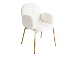 1 Silla en felpa - patas de metal dorado - silla de tocador - silla de comedor - Beige