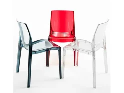 16 Silla Femme Fatale Grand Soleil transparentes Oferta Stock Bar Restaurante - Rojo Transparente