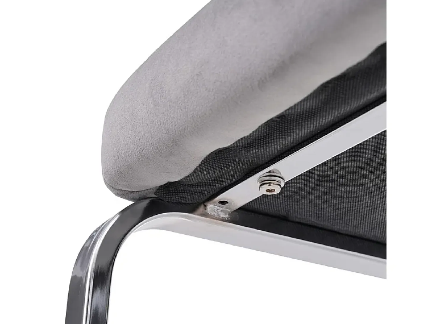 6 sillas cantilever en terciopelo y metal plateado - Diseño diamante - Carga máx. 150 kg - 55x45x87 cm - Gris