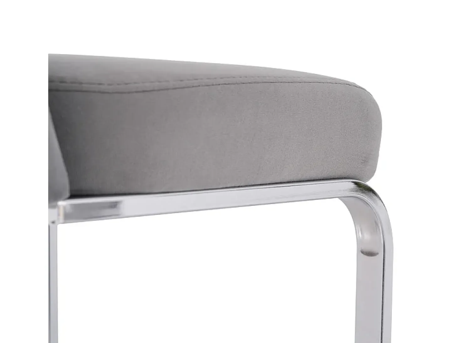 4 sillas cantilever en terciopelo y metal plateado - Diseño diamante - Carga máx. 150 kg - 55x45x87 cm - Gris
