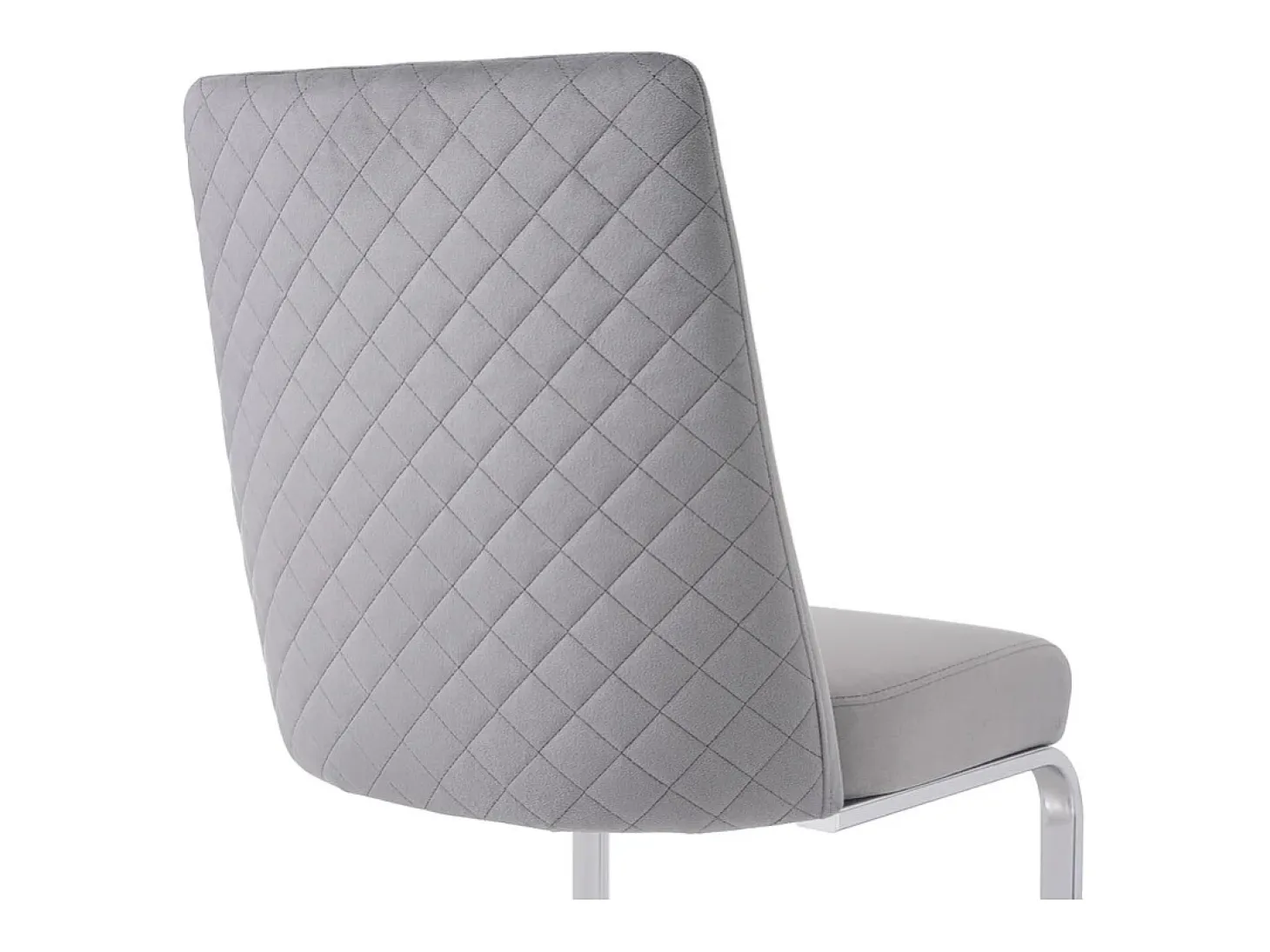4 sillas cantilever en terciopelo y metal plateado - Diseño diamante - Carga máx. 150 kg - 55x45x87 cm - Gris