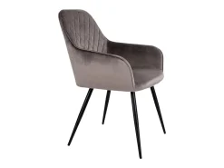 2 sillas de comedor con reposabrazos de terciopelo gris con pies negros