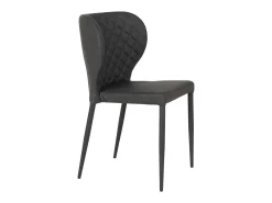 2 sillas de comedor en cuero sintético gris oscuro con pies negros