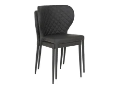 2 sillas de comedor en cuero sintético gris oscuro con pies negros