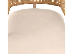 4 sillas en piel PU - Respaldo en ratán y patas metálicas - Carga máx. 150 kg - 47x51x79 cm