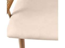 4 sillas en piel PU - Respaldo en ratán y patas metálicas - Carga máx. 150 kg - 47x51x79 cm