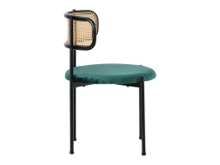 2 sillas en terciopelo y ratán - Patas de metal - Carga máxima 150 kg - 45×40×75 cm - Verde