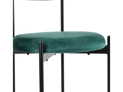 2 sillas en terciopelo y ratán - Patas de metal - Carga máxima 150 kg - 45×40×75 cm - Verde