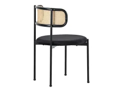 6 sillas en terciopelo y ratán - Patas de metal - Carga máxima 150 kg - 45×40×75 cm - Verde