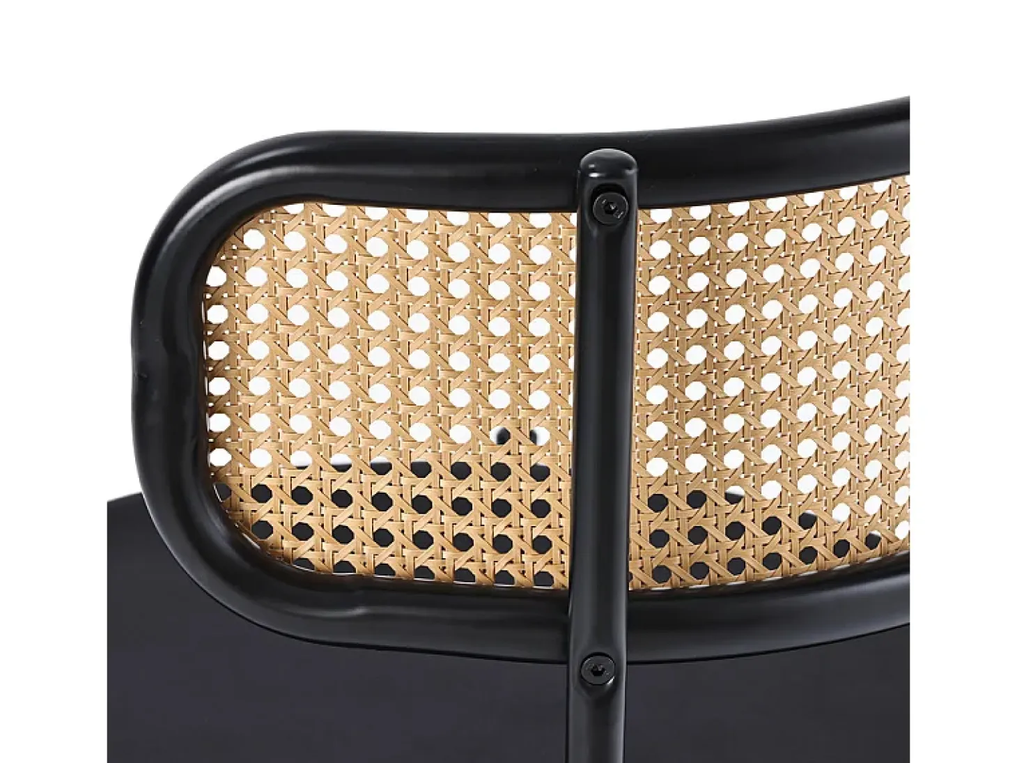 2 sillas en terciopelo y ratán - Patas de metal - Carga máxima 150 kg - 45×40×75 cm - Negro