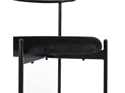2 sillas en terciopelo y ratán - Patas de metal - Carga máxima 150 kg - 45×40×75 cm - Negro