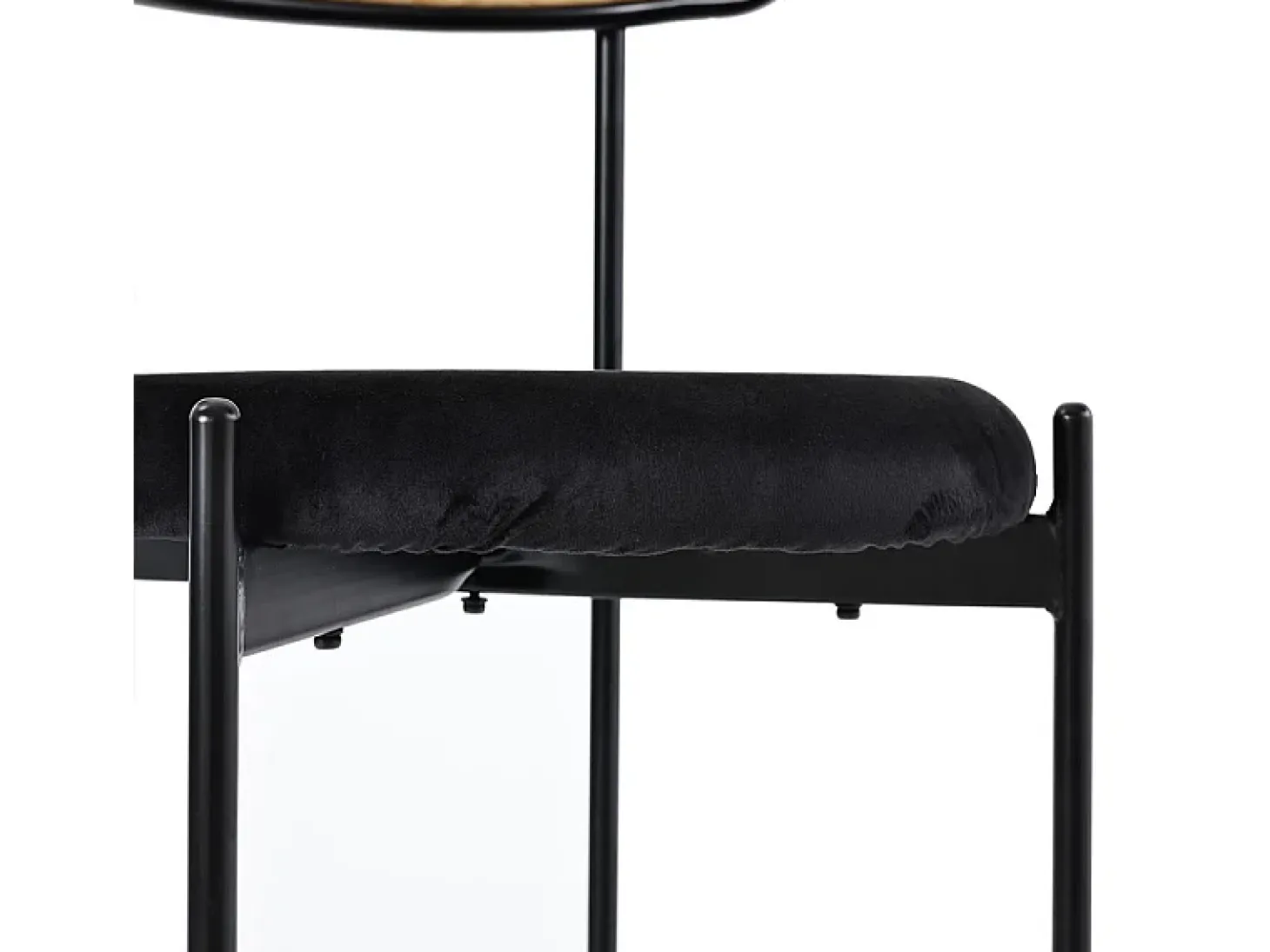 2 sillas en terciopelo y ratán - Patas de metal - Carga máxima 150 kg - 45×40×75 cm - Negro