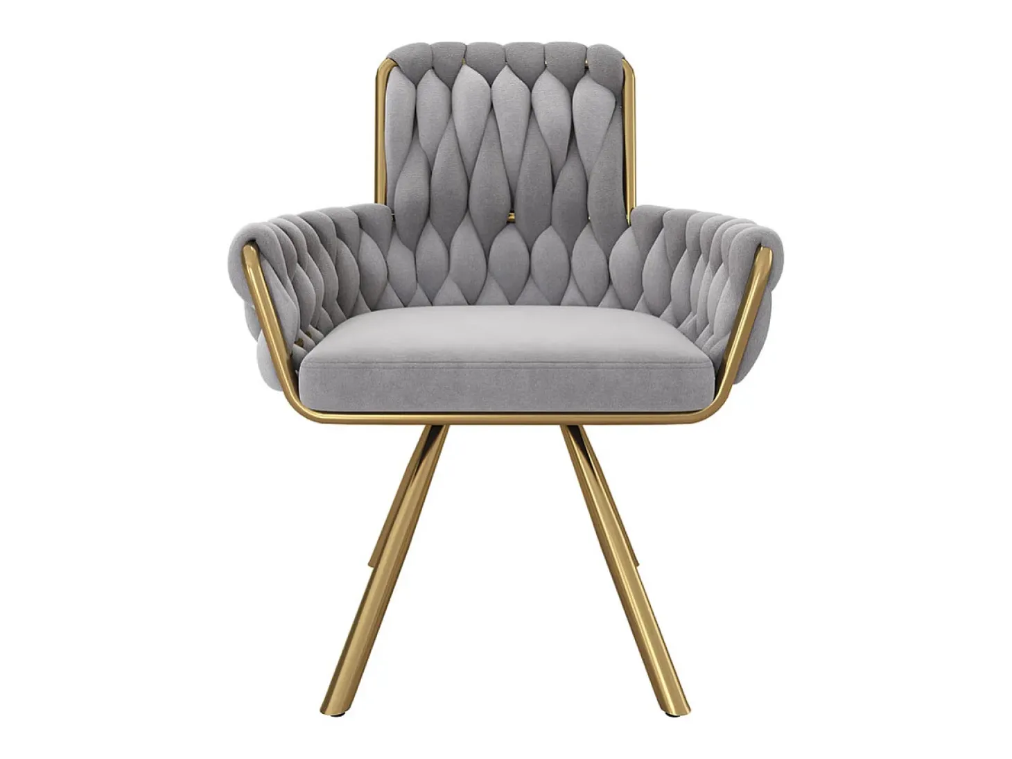 2 sillas giratorias en terciopelo - Con reposabrazos y patas metálicas - Respaldo amplio - Gris - 63x50x87 cm