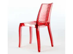 18 Sillas Hypnotic Grand Soleil cafetería transparentes oferta stock bar restaurante - Rojo Transparente