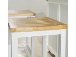 2 x Taburetes de Bar Cuadrado Silla Cocina Madera de Caucho y Pino Blanco FST29-WNx2 SoBuy ES