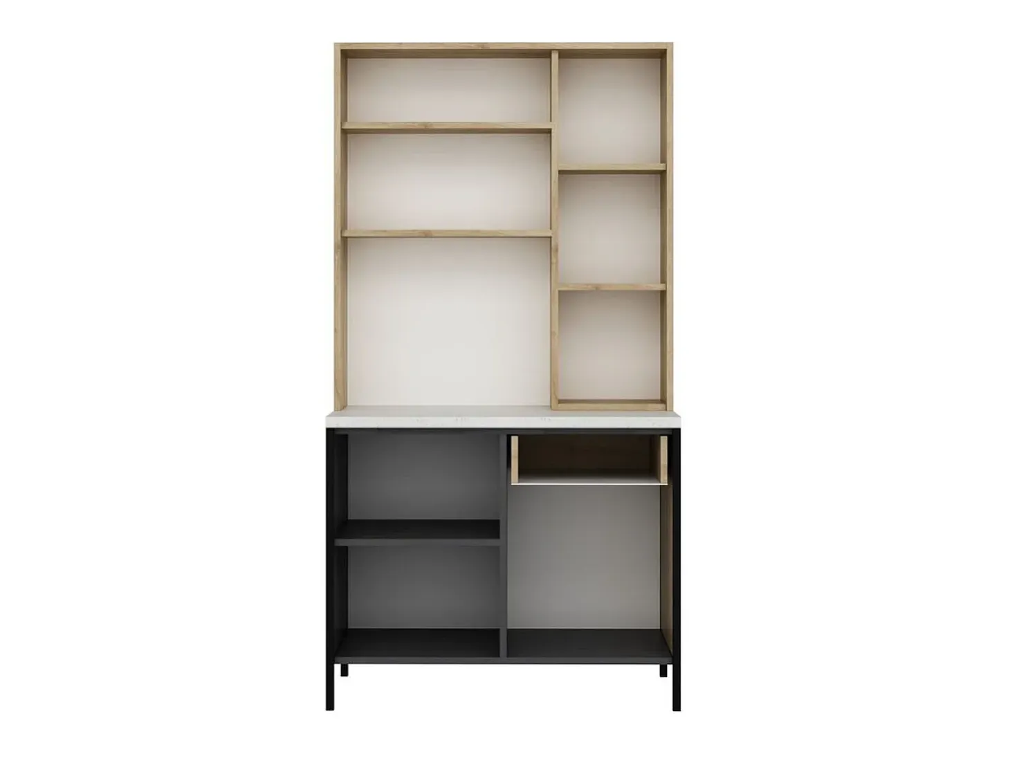 Alacena Andy 3 puertas + cajón natural/gris 180x94x50 cm