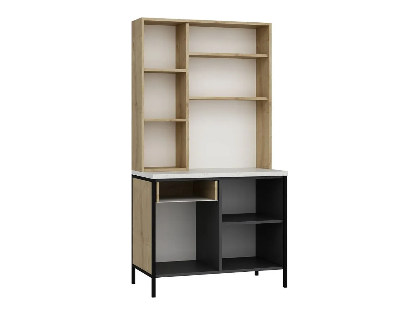 Alacena Andy 3 puertas + cajón natural/gris 180x94x50 cm