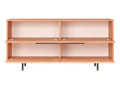 Alacena aparador para salón o cocina de madera con 4 puertas efecto ratán Dhunnan