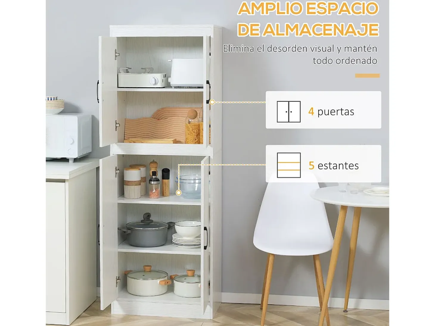 Alacena de cocina blanco 60x36x168 cm HOMCOM