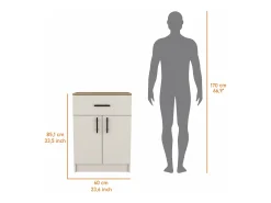 Alacena Mayorca en melamina con 2 puertas , 2 estantes y cajon con rieles metalicos , Blanco / Beige , 85.1 cm X 60 cm X 40.5 cm
