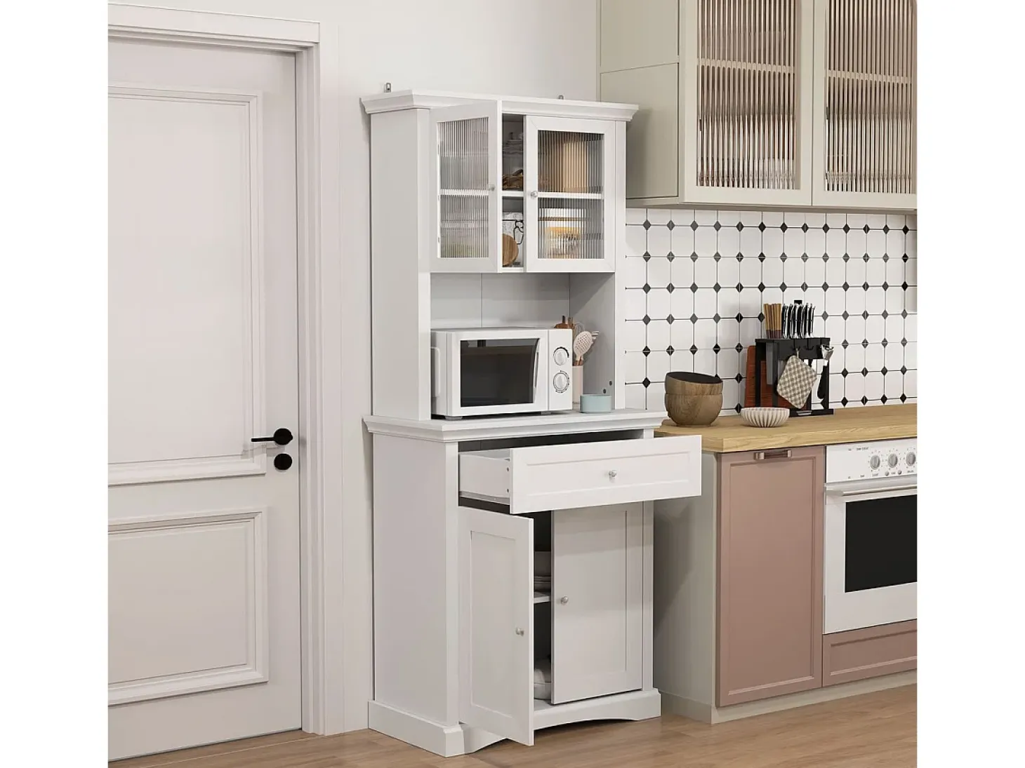 Alacena Valdena Homcom 1 cajón + 4 puertas blanco 180x79x40 cm