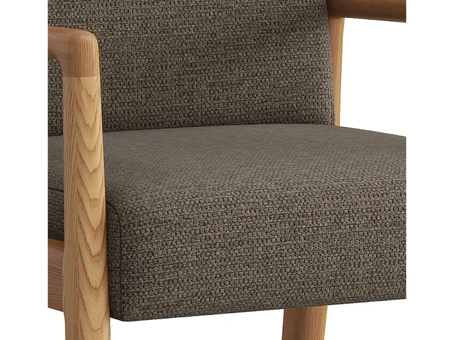 ALBAN-Sillón de mesa, tela marrón y fresno natural (x2)