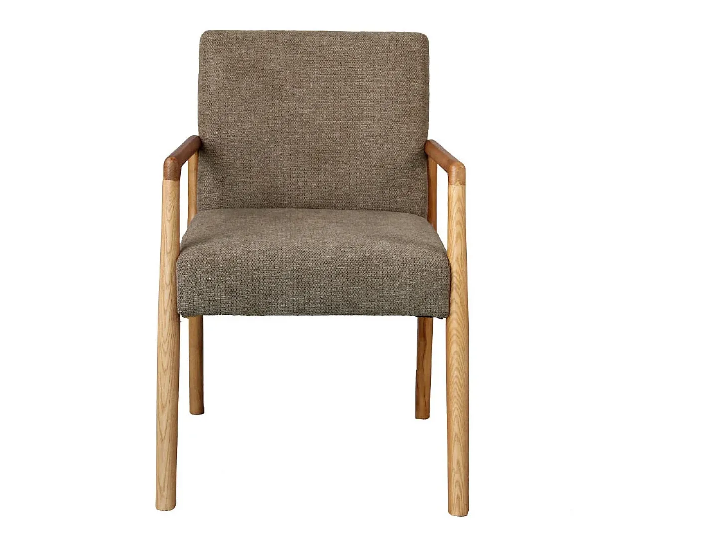 ALBAN-Sillón de mesa, tela marrón y fresno natural (x2)