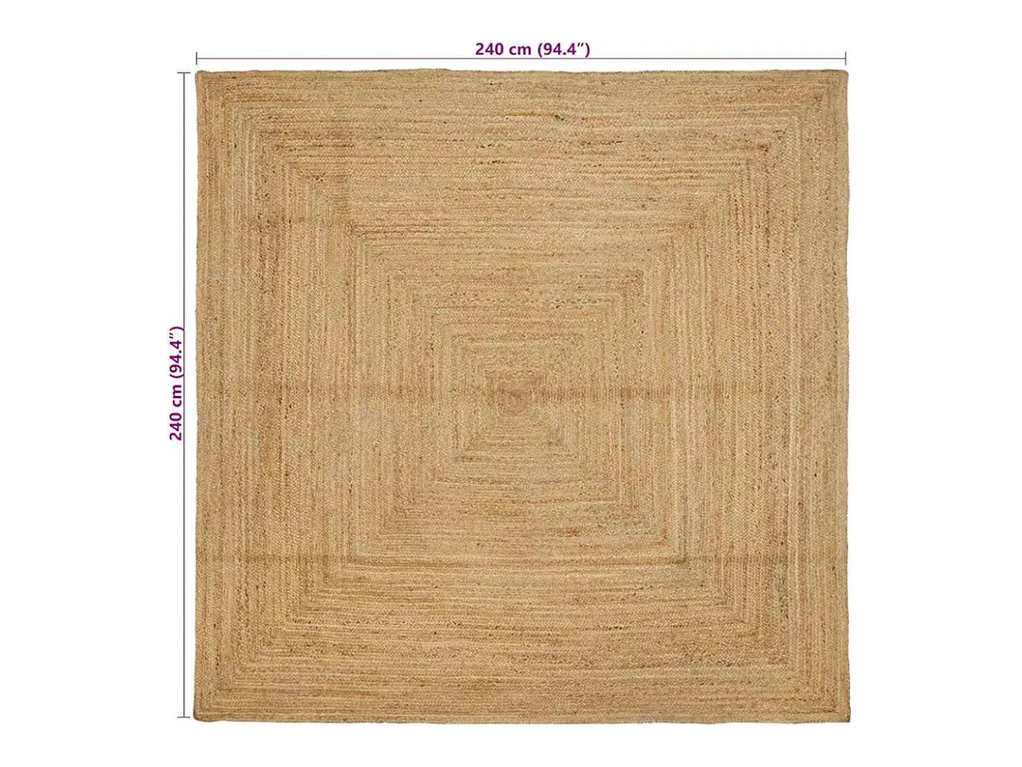 Alfombra beige 240 x 240 cm Yute