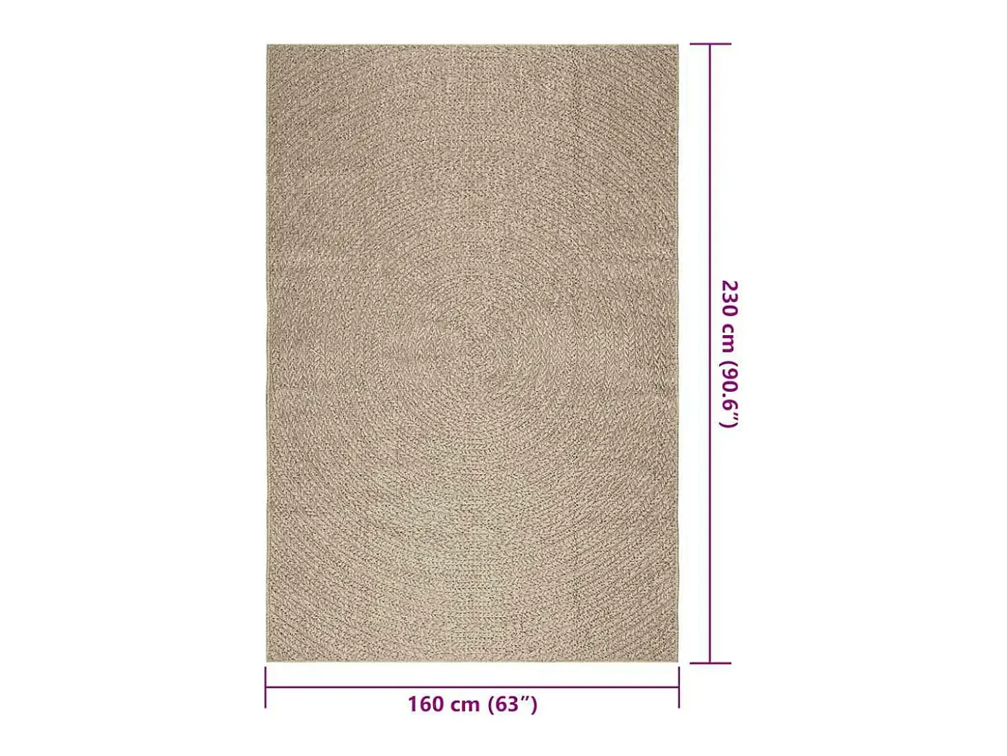 Alfombra beige ZIZUR 160x230 cm efecto yute para interior y exterior