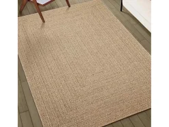 Alfombra beige ZIZUR 240x240 cm efecto yute para interior y exterior