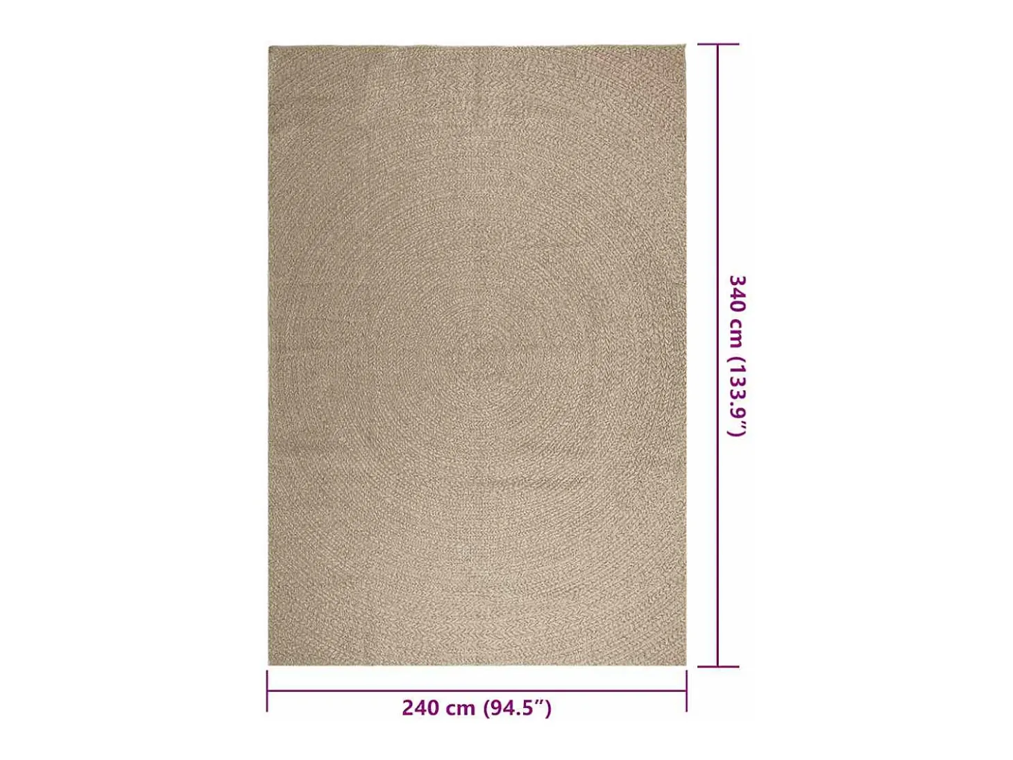 Alfombra beige ZIZUR 240x340 cm efecto yute para interior y exterior