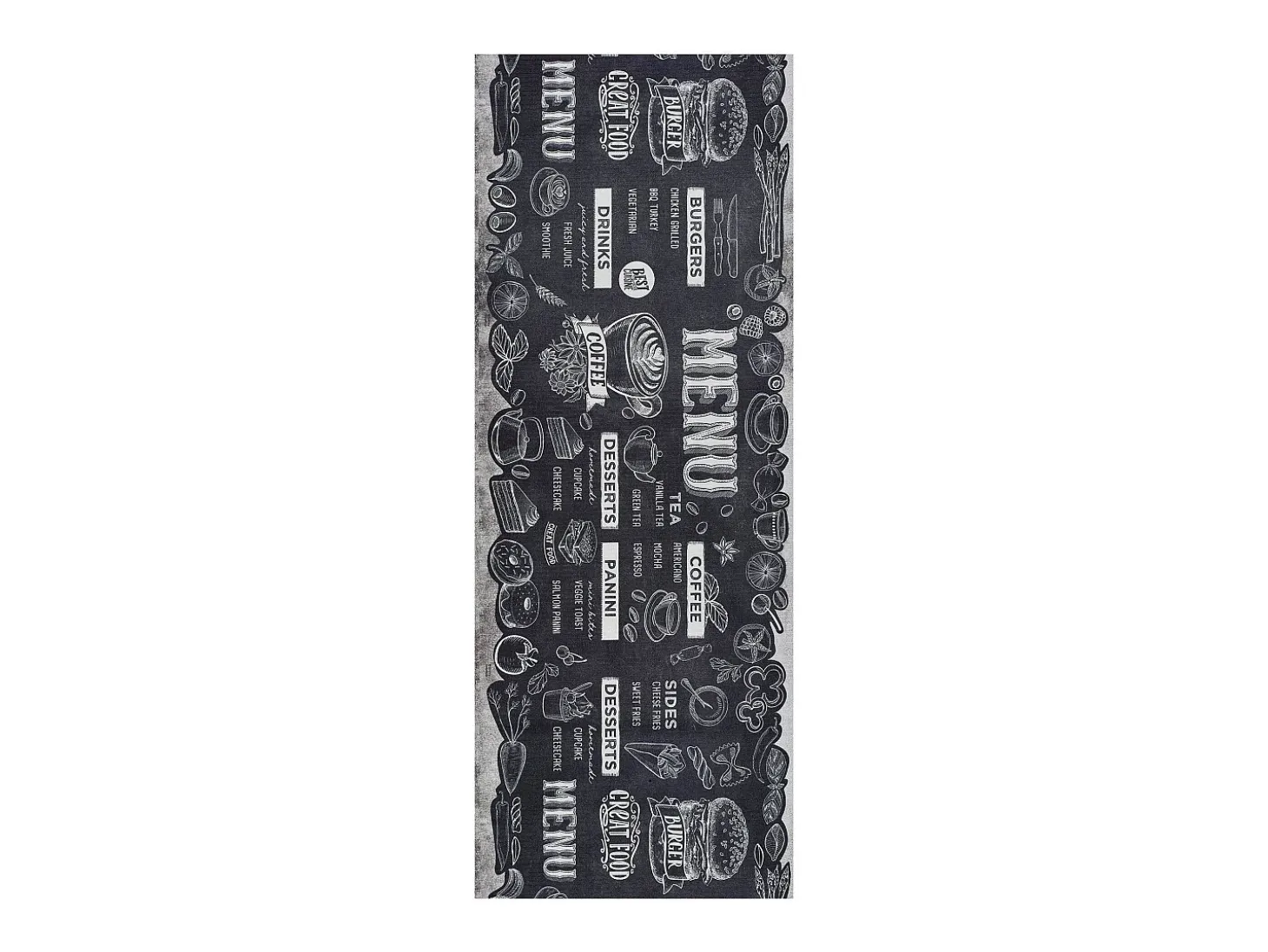 Alfombra de cocina - Diseño de menús - negro - 52 x 100 cm - RICCI