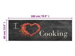 Alfombra de cocina lavable terciopelo Cooking negro 60x180 cm ES459330