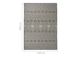 Alfombra de exterior de tejido plano 140x200 cm Rayas negras