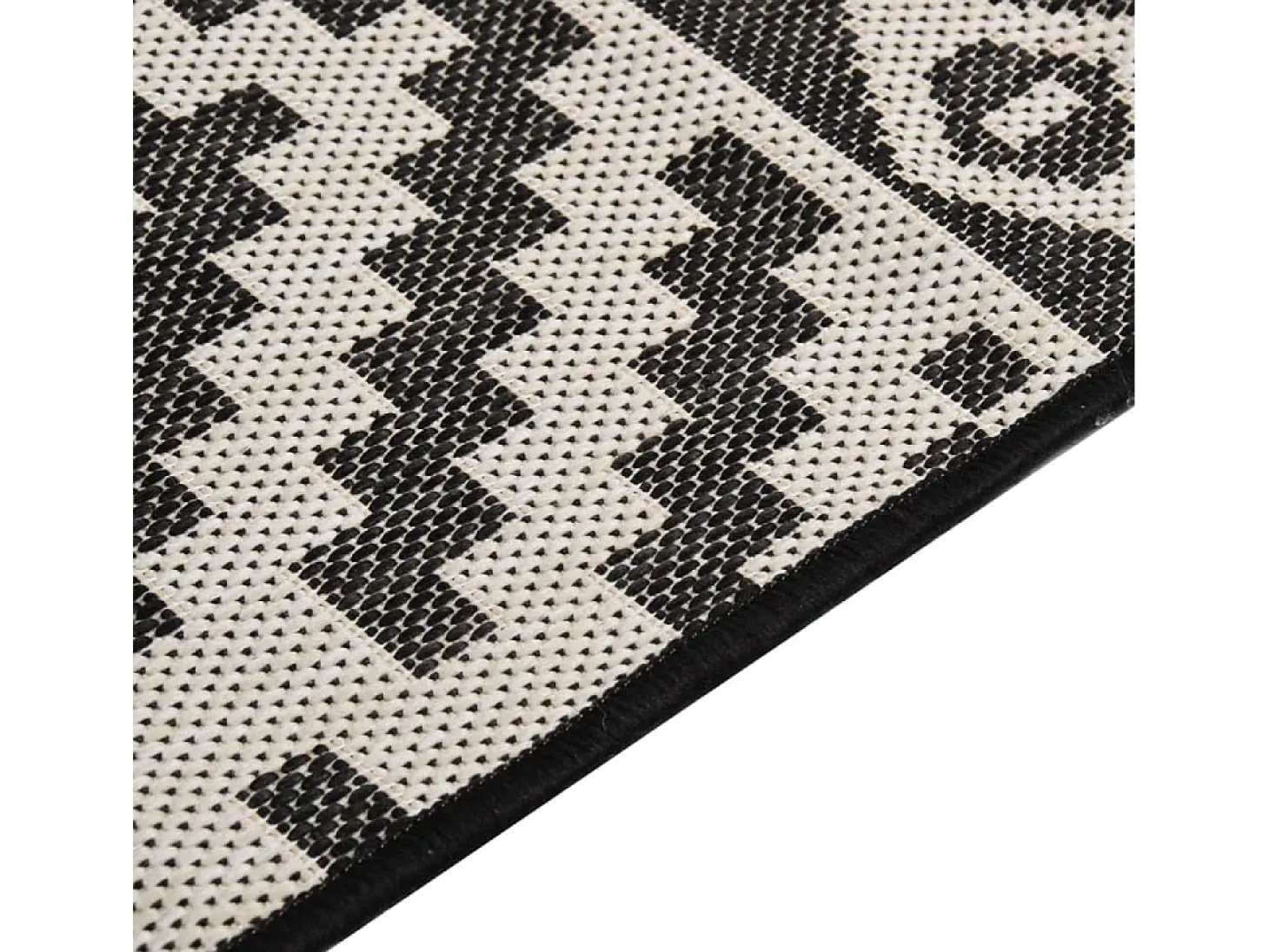 Alfombra de exterior de tejido plano 100x200 cm Rayas negras
