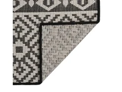 Alfombra de exterior de tejido plano 100x200 cm Rayas negras