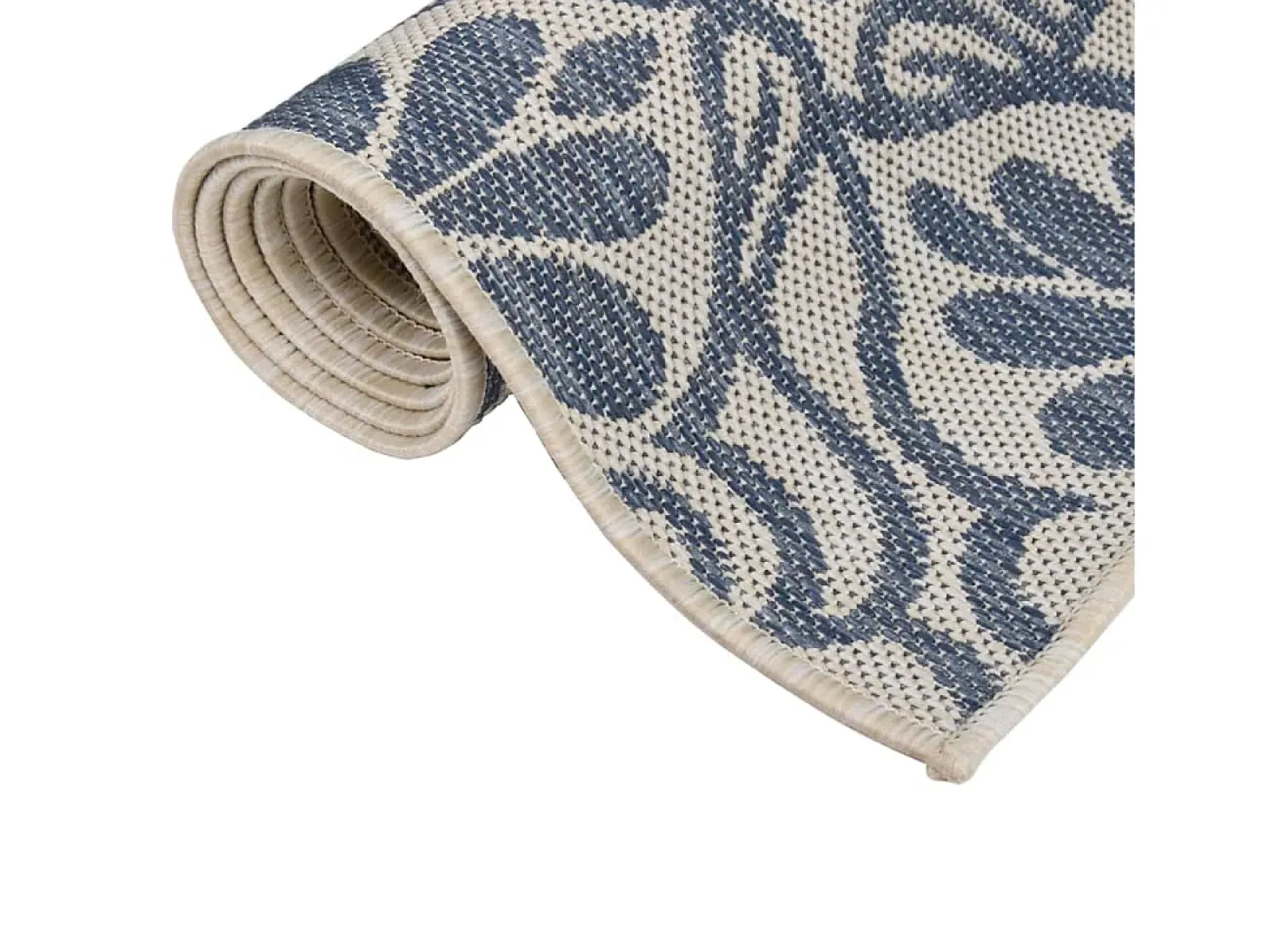 Alfombra de exterior de tejido plano 80x150 cm estampado azul