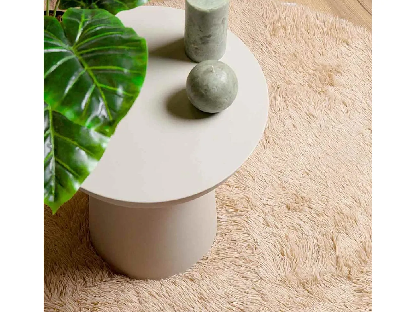 Alfombra de pelo largo beige NAVARRA 160x160 cm poliéster