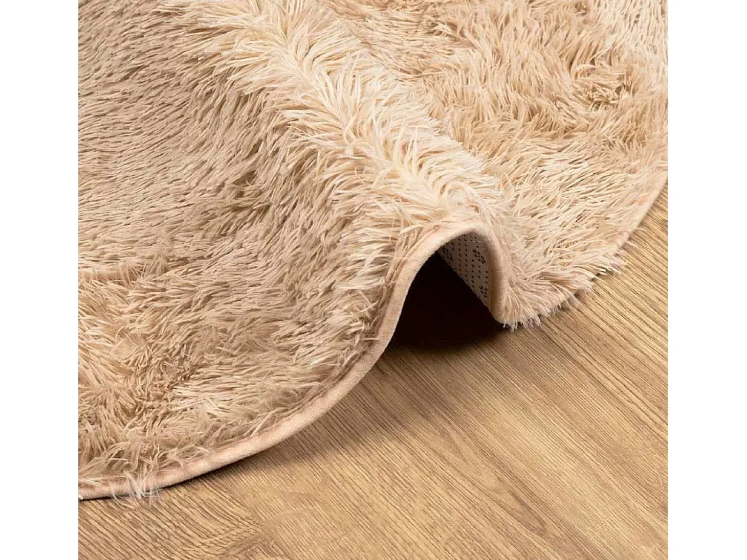 Alfombra de pelo largo beige NAVARRA 160x160 cm poliéster