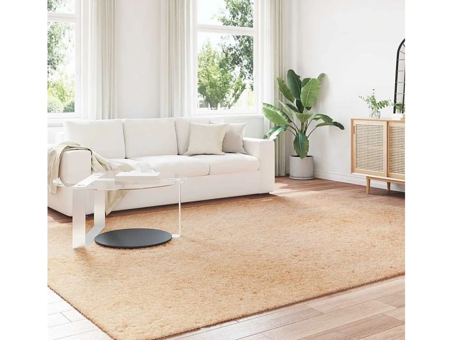 Alfombra de pelo largo beige NAVARRA 240x340 cm poliéster