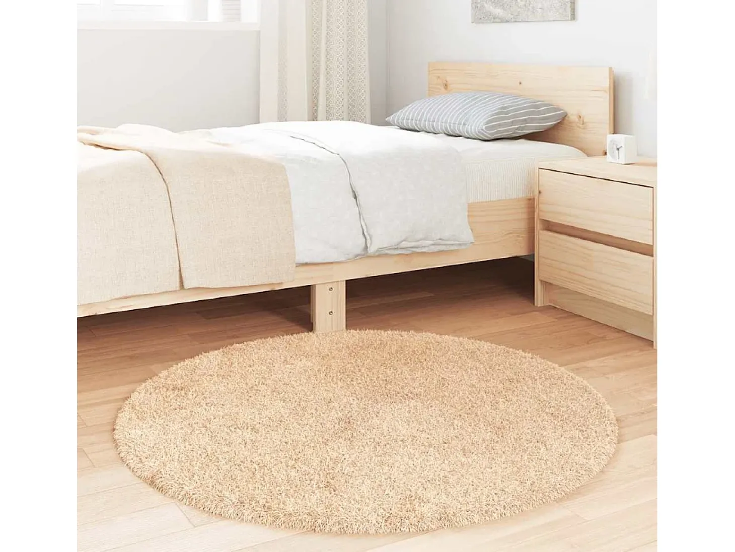 Alfombra de pelo largo NAVARRA beige 100x100 cm poliéster