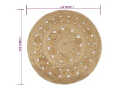 Alfombra de yute, diseño trenzado, redonda de 150 cm.