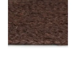 Alfombra de yute hecha a mano redonda 90 cm marrón