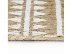 Alfombra de yute hecha a mano con estampado blanco de 120 cm