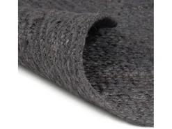 Alfombra de yute hecha a mano redonda de 150 cm en gris oscuro