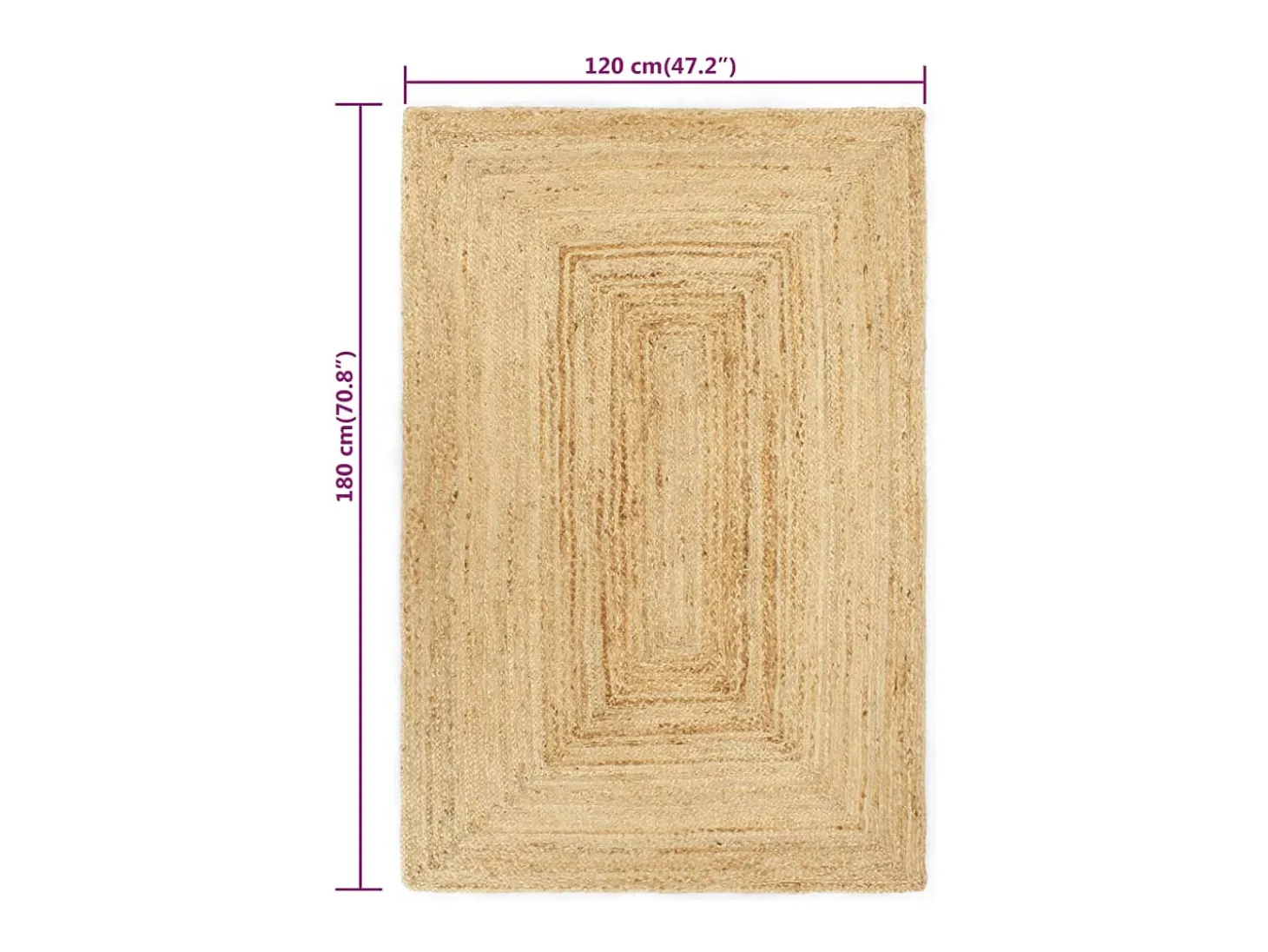 Alfombra de yute natural hecha a mano 120x180 cm