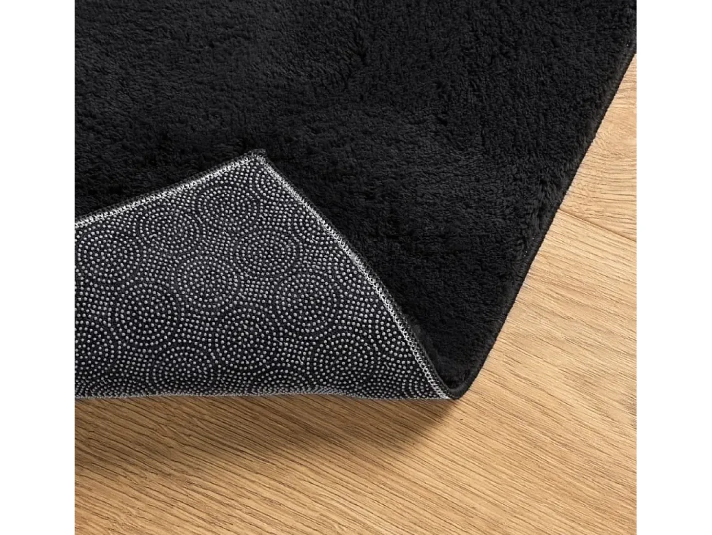 Alfombra HUARTE de pelo corto suave y lavable negra 80x250 cm