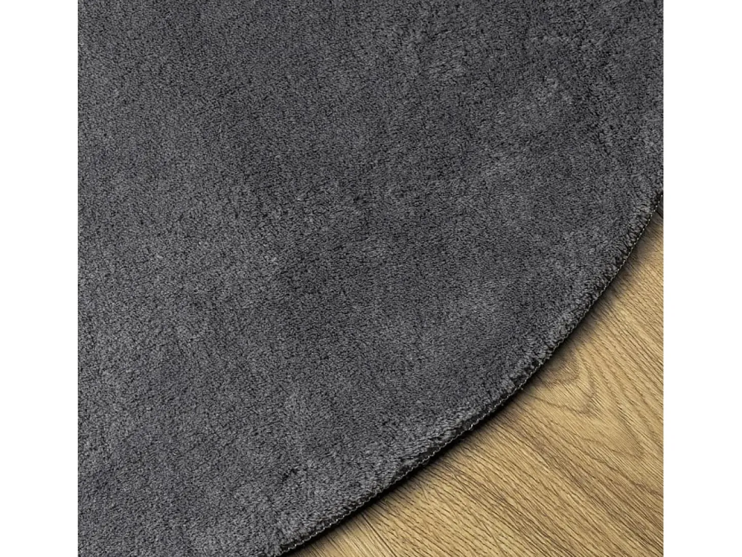 Alfombra HUARTE de pelo corto suave y lavable, color antracita, Ø 80 cm